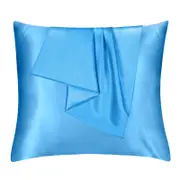 LINENOVA 2pcs Luxury Silk Satin Pillow Cases Pillowcase Cushion Covers - European,Light blue