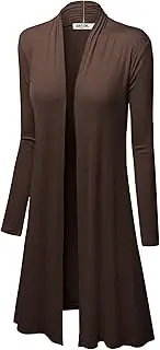 [Lock and Love] LL Womens Long Sleeve Ombre Open Front Long Cardigan with Stretch