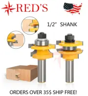 REDS Y61392-8 - 2 Bit Set Round Over Rail and Stile Router Bit 1/2" Shank