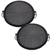 SOGA 2x Portable Korean BBQ Butane Gas Stove Stone Grill Plate Non Stick Coated Round