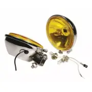 LAMBRETTA VESPA 1 PAIR OF MOD STYLE CHROME 110MM DIAMETER YELLOW SPOT LIGHTS