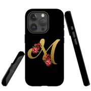 For iPhone 15 Pro Case, Shielding Cover, Embellished Letter M