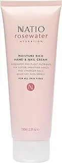 Natio Australia Rosewater Hydration Moisture Rich Hand & Nail Cream 100ml - Hydrating Hand Cream for Dry Hands - Rose Scented Hand Cream - Made in Australia