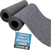 Drymate Premium Luxury Shelf & Drawer Liner, Thick Cushioned Fabric, Non-Adhesive, Absorbent, Waterproof, Slip-Resistant, Liners for Kitchen Cabinets, Cupboards (USA Made)(12”x59”)(2-Pack)(Light Grey)