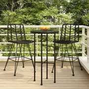 vidaXL Bar Stools 2 pcs Black 45x56x103.5 cm PE Rattan and Steel