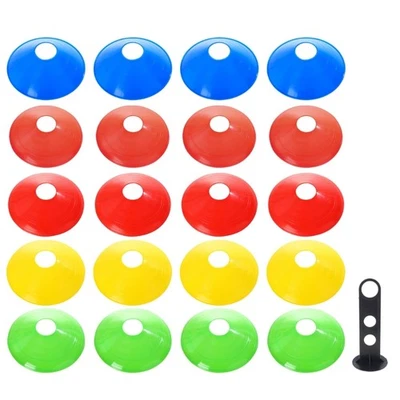 20Pcs Agility Soccer Disc Cones with Plastic Bracket Soccer Training Cones