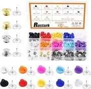 Rustark 320Pcs Rubber Pin Backs Butterfly Clutch Backings with Blank Pins Locking Pin Backs with Storage Case, Pin Keeper Pin Locks Tie Tack Pins for Uniform Badges Hats Brooches Ties