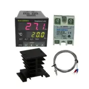 110V 240V PID Temperature Controller Thermostat K Sensor Probe 40A SSR Heatsink