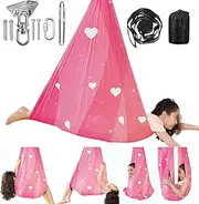 360° Swivel Sensory Swing for Kids Adults Pod Swing Special Needs Indoor Outdoor Swing Hanger Hammock for Calming, Autism, ADHD Aspergers Therapy Cuddle, 2-Layer Safe Sensory Chair Seat Hold 300lbs