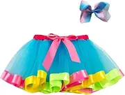 [Generic] Clothes for Teen Girls Crop Tops Girls Kids Tutu Party Dance Ballet Toddler Baby Costume Skirt+Bow Hairpin Set New Born Stuff Blue