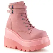 Demonia Shaker-52 Gothic Cyber Punk Rave Platform Boots Pink