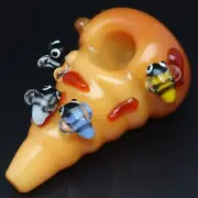 Premium Glass Smoking Pipes Bees Honeycomb Honeybee Handmade Smoke Bowl Unique