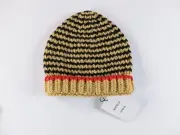 BOTTEGA VENETA yellow & black zig zag stripes wool chunky beanie hat Size Large