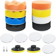 Car Polishing Kit | Buff Pad | Car Polishing Wheel with Drill Adapter | Carving Kit | Vehicle Polishing Tools | Car Wax Pad for Car Polisher Sponge Wool Polishing Pad Set