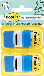 Post-it Flags Value Pack, Blue, 1-Inch Wide, 50/Dispenser, 12-Dispensers/Pack