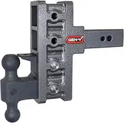 GENY 2.5" Mega Duty Offset Shank, 3/8" Side Plates 3/4" Pin Holes, Pintle Lock & Dual Ball, 6" Drop Hitch, 3.5k Tongue Weight, 32K Towing Capacity