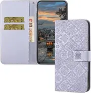 Compatible with iPhone 11 Case with Card Holder Leather Flip Folio Case Retro Embossing with Kickstand Magnetic Protective Cover Wallet Case for iPhone 11 6.1 inch Purple XCM