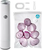 Handheld Vacuum Sealer for Food, Compact Vacuum Sealer Machine with 5 Reusable Vacuum Bags, Portable Cordless Vacuum Sealer Set for Travel, Fresh & Save Meal Prep Sous Vide