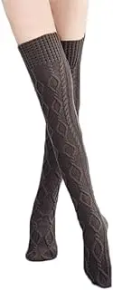 [LIWYLU] Women's Thigh High Socks Cable Knit Winter Socks Over the Knee Boot Socks Extra Long Leg Warmers