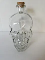 Skull Glass Bottle W/ Cork Clear Halloween Skeleton Home Decor