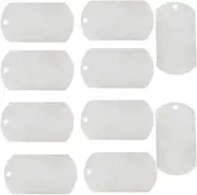 10 Pcs Military Dog Tags Shiny Polished, Rolled Edge Backing Blank Tags, Blank