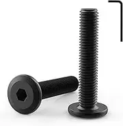 M6 x 30mm Flat Head Socket Head Screw, 30 Pcs Full Thread Furniture Bolts, Black Oxide Countersunk Connector Screws with Hex Spanner for Furniture Connecting Table Bed