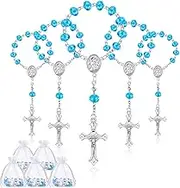 Yinkin 30 Pieces Baptism Rosary Catholic Mini Rosaries Baptism Favors for Guests Party Favors Rosary Beads for Baptism with 30 Pcs Organza Bags for Christening Weddings First Communion Gift, Metal,