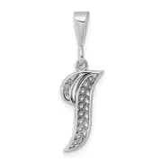 14K White Gold 14Kw Solid Polished Script Filigree Letter I Initial Pendant