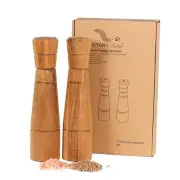 Wood Salt and Pepper Grinder Set of 2, Wooden grinder, Shakers with Adjustabl...