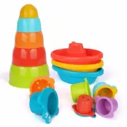 Playkidz Bath Toys Bundle Set - Little Boat Train, Stacking Bowls and Croc Cups