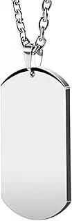 [HZMAN] Mens High Polishing Stainless Steel Dog Tag Pendant Necklace 22+2 Inch Link Chain