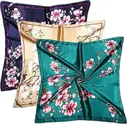 [DOOBO] 3 Pcs 35 Inches Silk Scarf Satin Head Scarf Hair Scarf Silk Head Scarf Silk Bandana Silk Hair Wrap Neck Scarf for Women