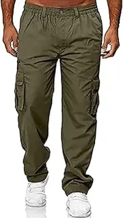 [Generic] Mens Outdoor Hiking Pants Cargo Pants Leisure Multi Pocket Loose Straight Leg Work, Outdoor Pants, Fitness Pants