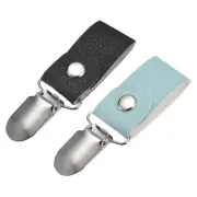 Hat Clips for Travel, 2pcs PU Leather Hat Clips for Bag(Black, Blue)