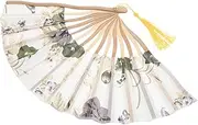 VILLFUL Vintage Silk Folding Handheld Fan Portable Chinese Dance Fan with Floral Design and Tassels for Performance Parties and Everyday Use Stylish and Practical Accessory