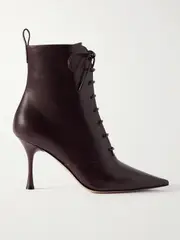 [Gianvito Rossi] Gianvito Rossi - Vitello 85 Leather Ankle Boots - Burgundy - IT38 IT 38 Burgundy