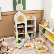 CostwayKids Toy Storage Organizer with Mobile Trolley for Playroom