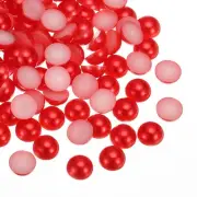 300pcs Flatback Pearls 14mm ABS Plastic Half Round Dome Pearls, Red