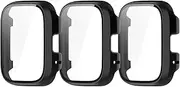 PC Full Coverage Protective Watch Screen Protector Case Cover Intended for Redmi Watch 3/ Mi Watch 3 Lite Smartwatch Accessories (Black/Black/Black)