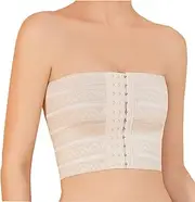 [BAMINX] Women Trans Chest Binder, Lesbian Breast Binder Strapless Elastic Flat Chest Compression Top Tomboy Underwear Tank Top, Beige, M