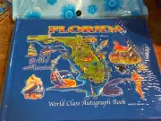 Florida Souvenir Autograph Book Alligator Dolphin Palm Tree Beach Map Flamingo