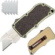 utility knife, EDC Auto Box Cutters Retractable Heavy Duty Cardboard Cutter, Replaceable Blade Pocket Knife With Clip, With 5pcs Spare Blades