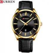 CURREN Men Watch Casual Leather Bracelet Wristwatch Large Dial Male Watches Gift