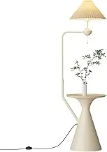 Indoor Floor Lamps Retro Reading Floor Lamp with End Table, Pleated Floor Lamp, 3 Color Dimmable Floor Lamp, Tall Stand Up Lamp for Living Room, Bedroom, Office Standing Lamp