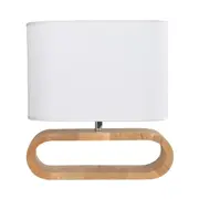 Lester Blonde Wood White Oval Table Lamp