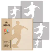 5x reusable PLASTIC Stencils / 13.4" to 3.5"/ Nursery KIDS Template / FOOTBALLER
