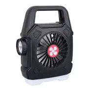 Portable Camping Fan with Light Multifunctional Outdoor Flashlight USB Charging Hanging Tent Light Black