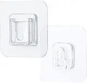Clear Double-Sided Adhesive Wall Hooks - 10-Piece Mounted Door Hanger Kit - No Drill Sticker Hangers with Suction Cup for Bathroom, Kitchen (Transparent, One Size)