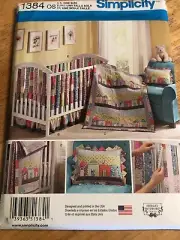 SIMPLICITY #1384 - INFANT NURSERY CRIB DUST RUFFLE-PILLOW-SHEET PATTERN FF