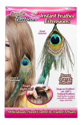 Hair Extensions Style As Seen On 5 Pack Snap On Feathers Peacock Clip Natural